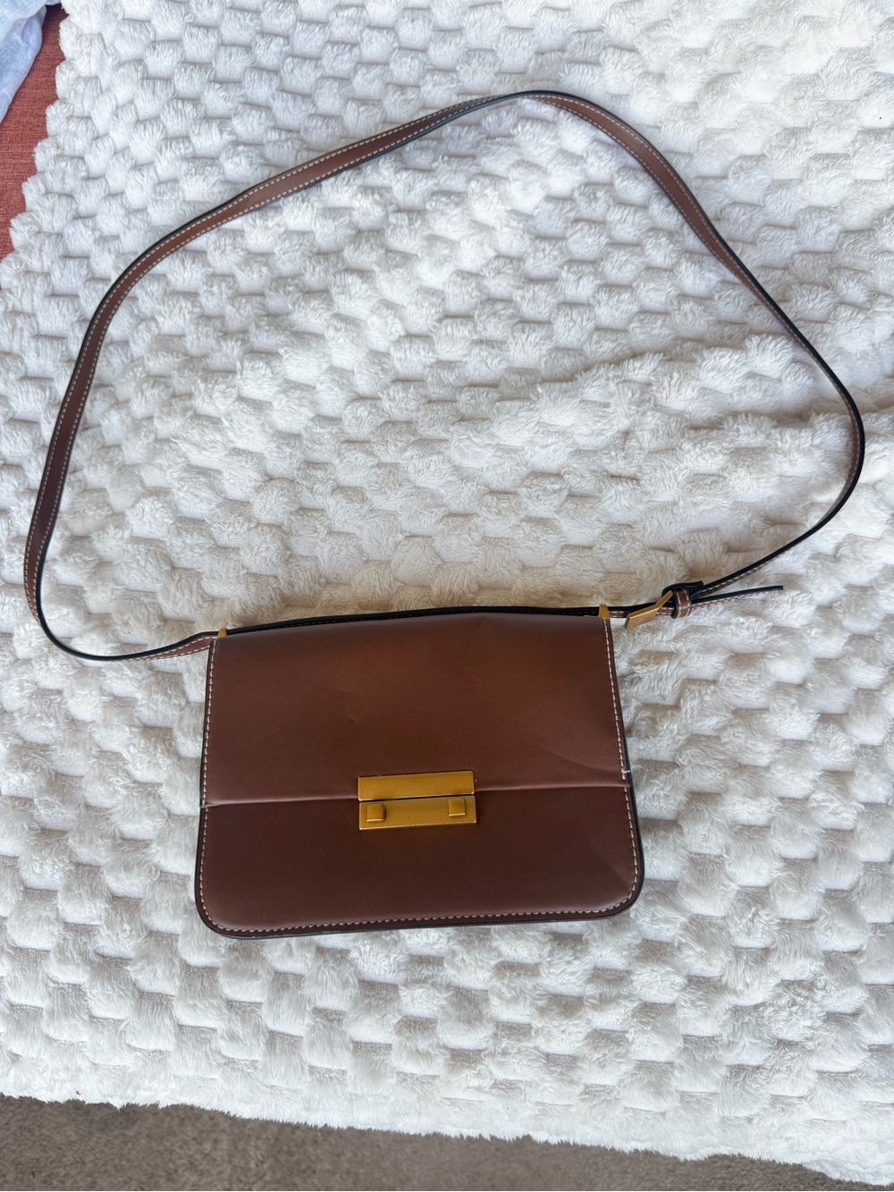 H&M Structured Crossbody | Brown | Gold Hardware | Celine Inspired